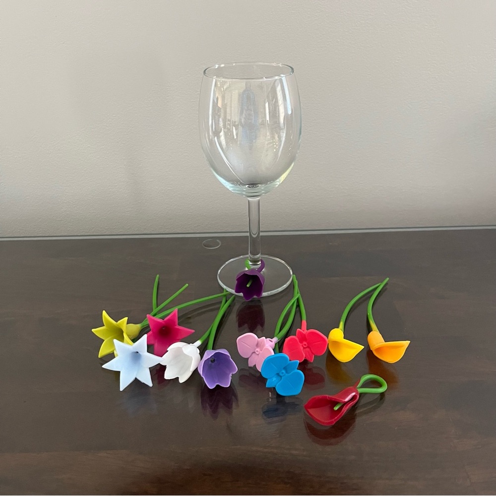 Flower Silicone Wine Glass Charms